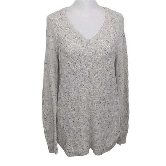Sonoma Cream V-Neck Sweater Size Small Ivory Sweater with Black Accents - Picture 1 of 7